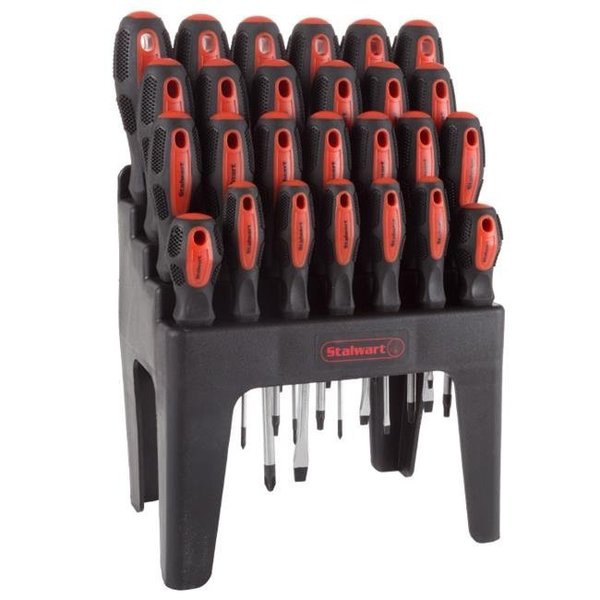 Stalwart Stalwart 75-HT4090 Screwdriver Set with Wall Mount; Stand & Magnetic Tips; Red & Black - 26 Piece 75-HT4090